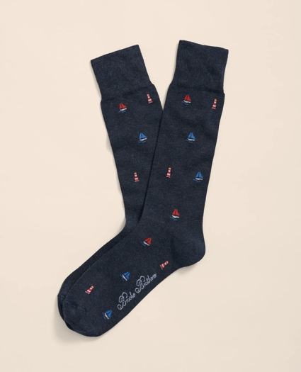 Cotton Blend Nautical Motif Socks