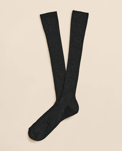 Merino Wool Blend Over-the-Calf Ribbed Socks