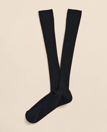 Merino Wool Blend Over-the-Calf Ribbed Socks