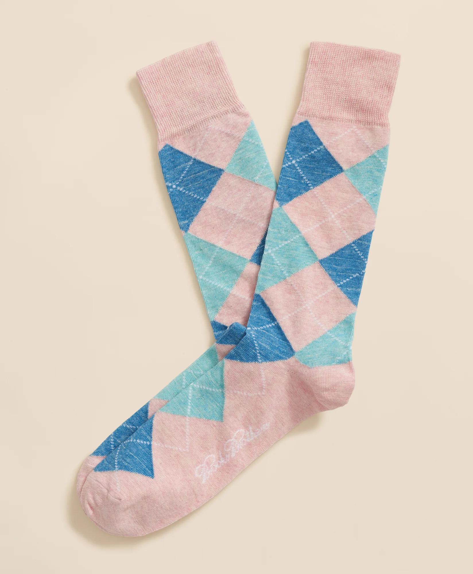 Cotton Blend Argyle Socks, image 1