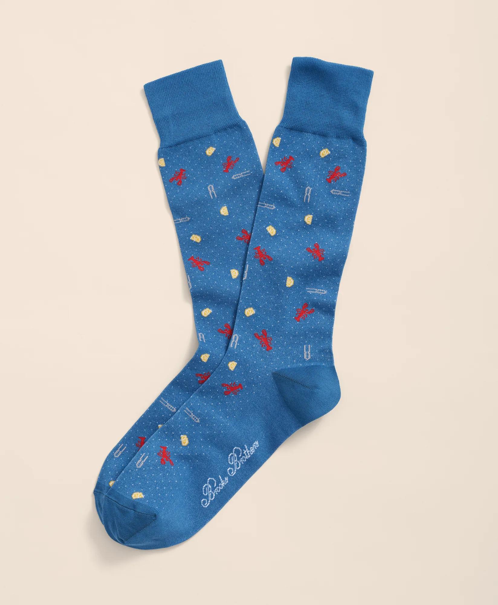 Cotton Blend Lobster Motif Socks, image 1