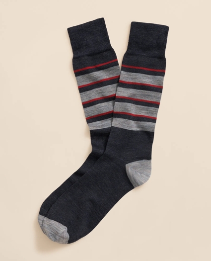 Wool-Blend Cap Toe Striped Socks