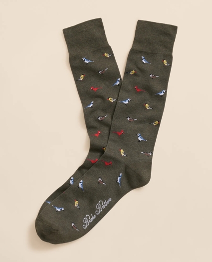 Cotton-Blend Bird Motif Socks