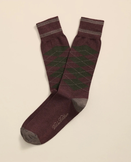 Cotton-Blend Tipped Argyle Socks