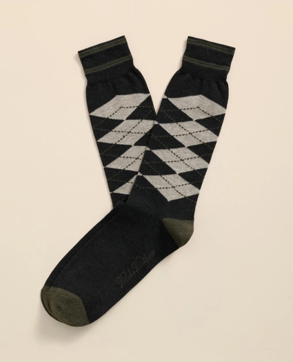 Cotton-Blend Tipped Argyle Socks