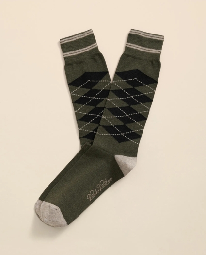 Cotton-Blend Tipped Argyle Socks