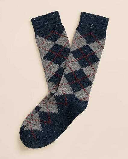 Wool-Silk Blend Argyle Socks