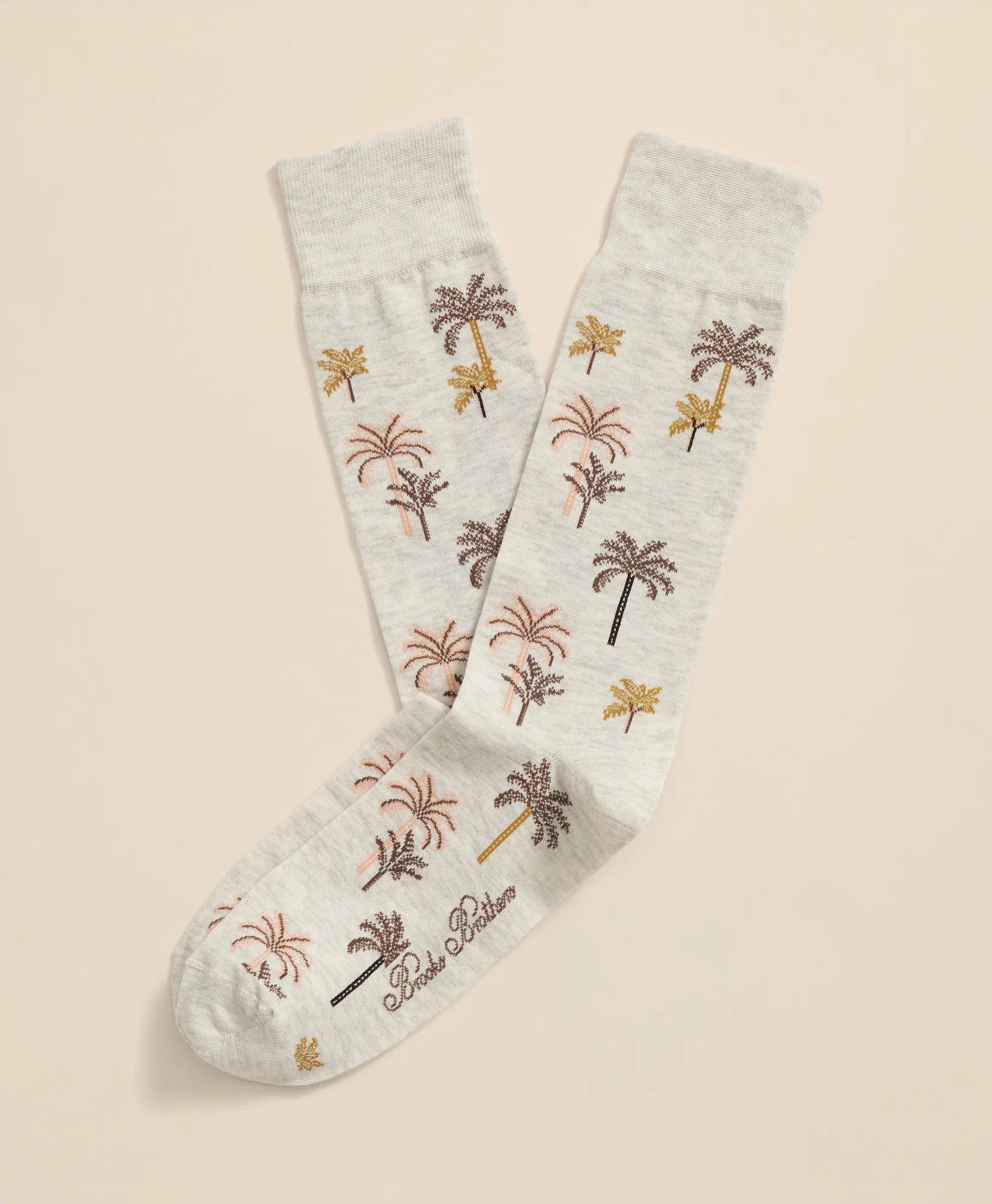 Cotton Blend Palm-Tree Motif Socks, image 1