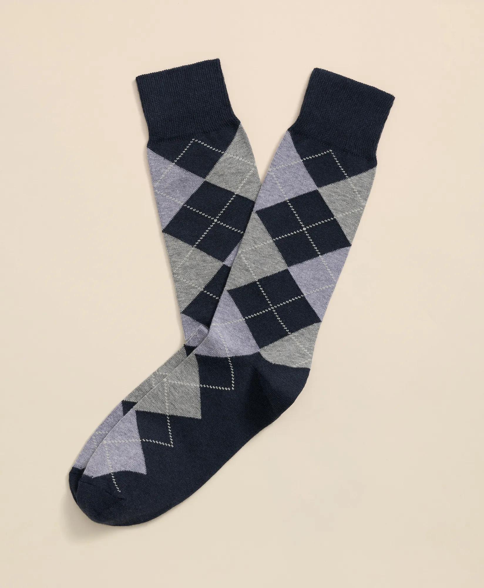 Cotton Blend Argyle Socks, image 1
