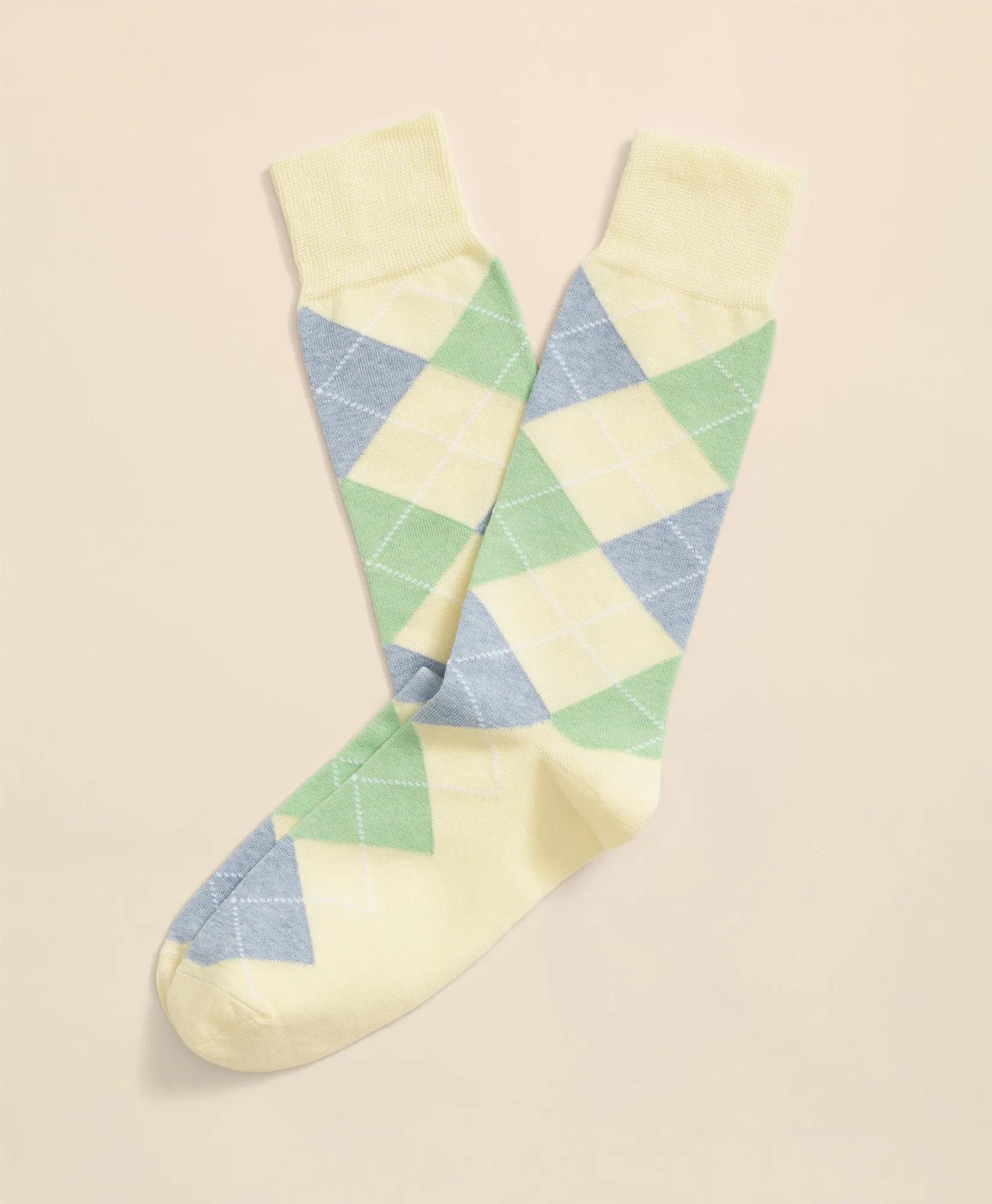 Cotton Blend Argyle Socks, image 1
