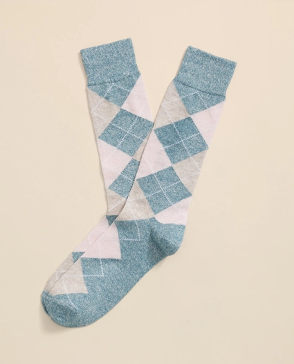 Linen-Cotton Blend Argyle Socks