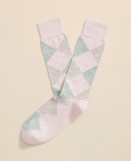 Linen-Cotton Blend Argyle Socks