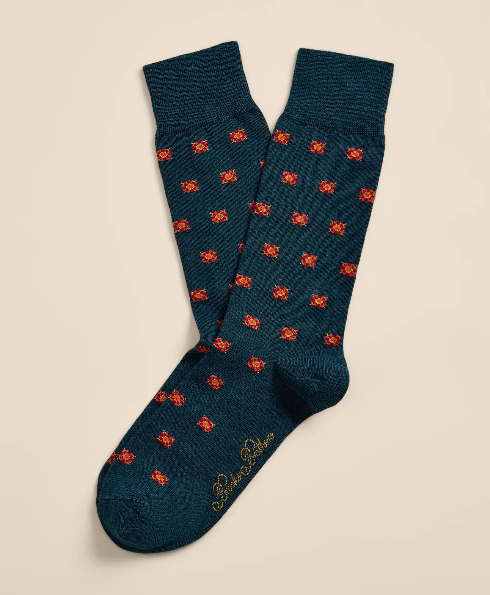 Cotton-Blend Medallion Socks, image 1