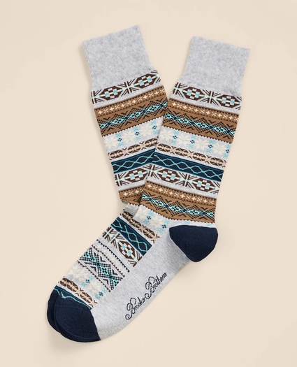 Cotton-Blend Fair Isle Socks