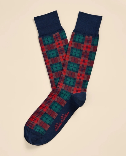 Cotton Blend Plaid Socks