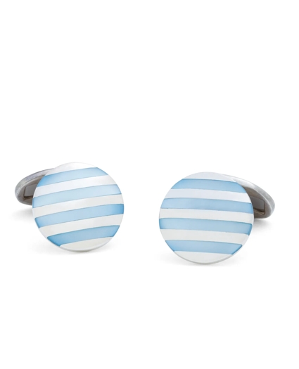 Blue Stripe Mother-of-Pearl Cuff Links