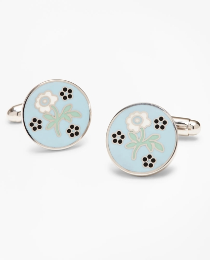 Floral Enamel Cuff Links