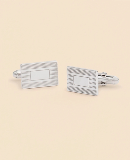 Sterling Silver Engravable Rhodium-Plated Cufflinks, image 1