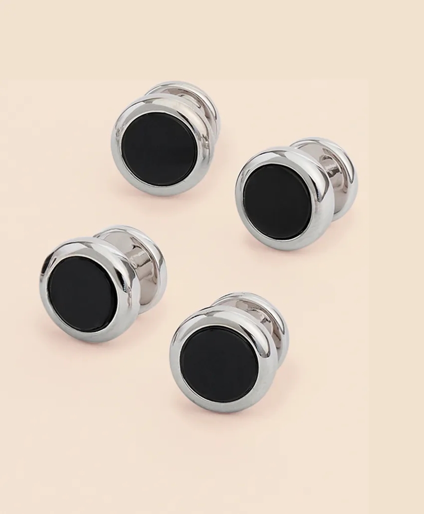 Sterling Silver Onyx Rhodium-Plated Cufflinks, image 3