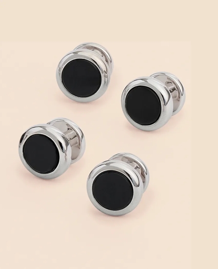 Sterling Silver Onyx Rhodium-Plated Cufflinks, image 3