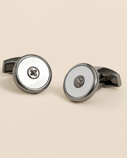 Mother-Of-Pearl Round Cufflinks