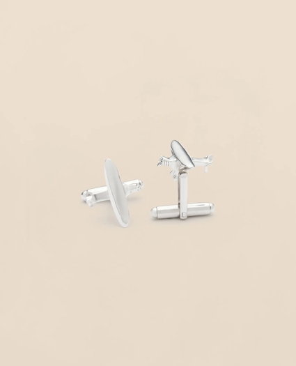 Sterling Silver Rhodium-Plated  Airplane Cufflinks, image 1