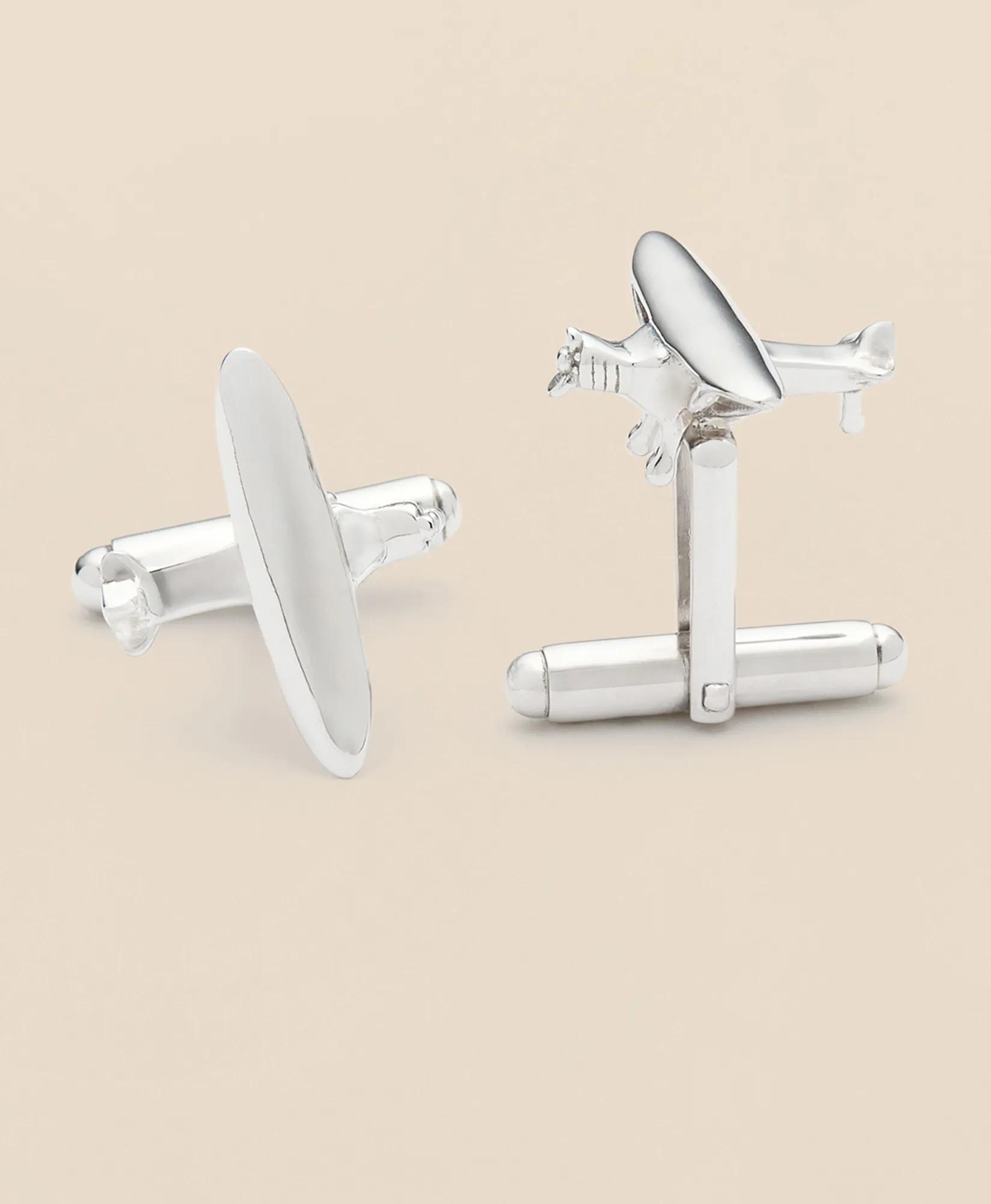 Sterling Silver Rhodium-Plated  Airplane Cufflinks, image 2
