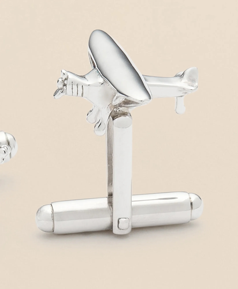 Sterling Silver Rhodium-Plated  Airplane Cufflinks, image 3