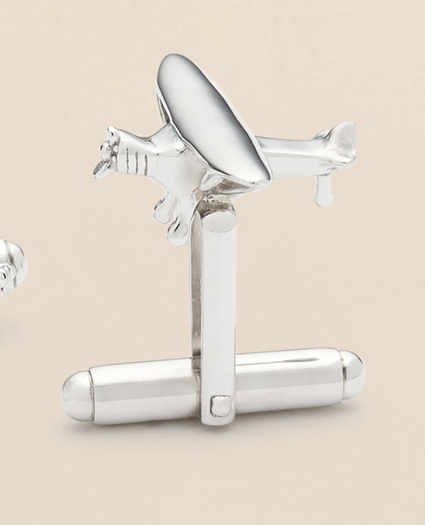 Sterling Silver Rhodium-Plated  Airplane Cufflinks, image 3