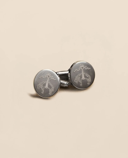 Sterling Silver Rhodium-Plated Golden-Fleece Cufflinks