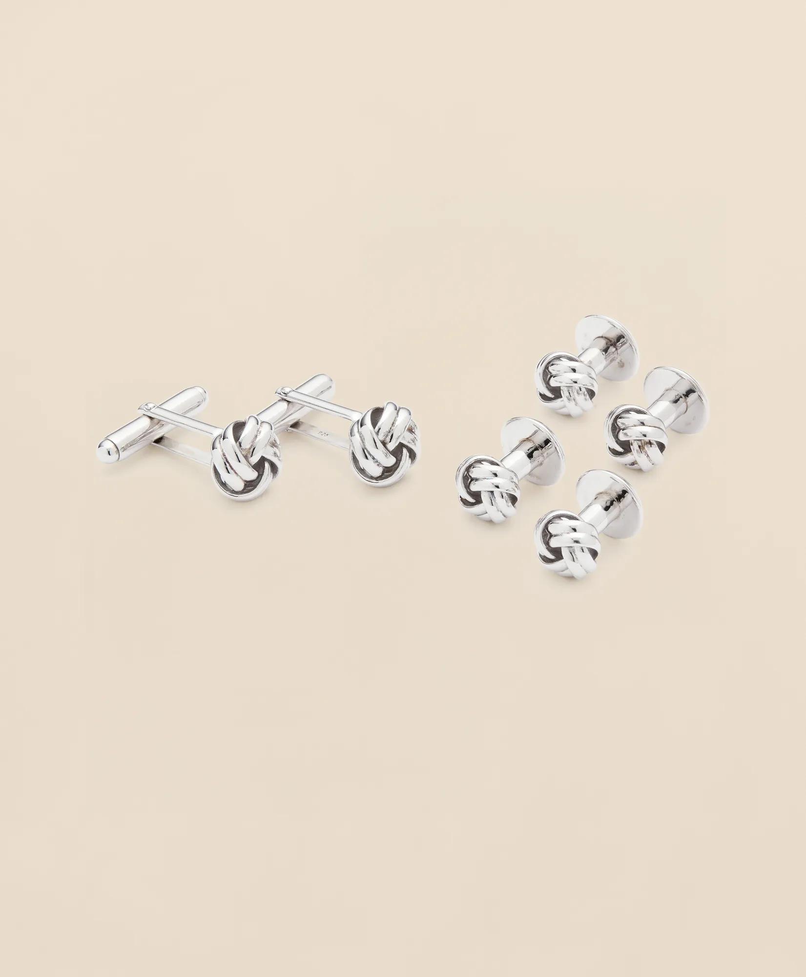 Sterling Silver Rhodium-Plated Knot Cufflinks, image 1