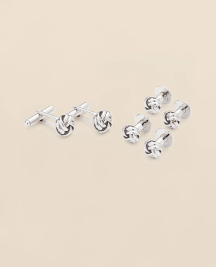 Sterling Silver Rhodium-Plated Knot Cufflinks, image 1