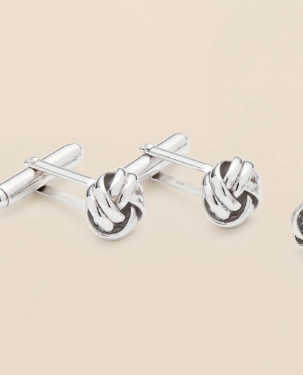 Sterling Silver Rhodium-Plated Knot Cufflinks, image 2