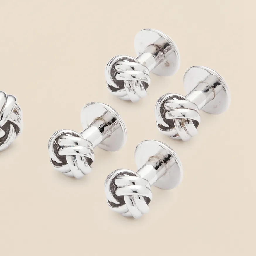 Sterling Silver Rhodium-Plated Knot Cufflinks, image 3