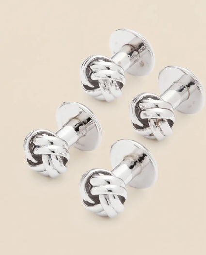 Sterling Silver Rhodium-Plated Knot Cufflinks, image 3