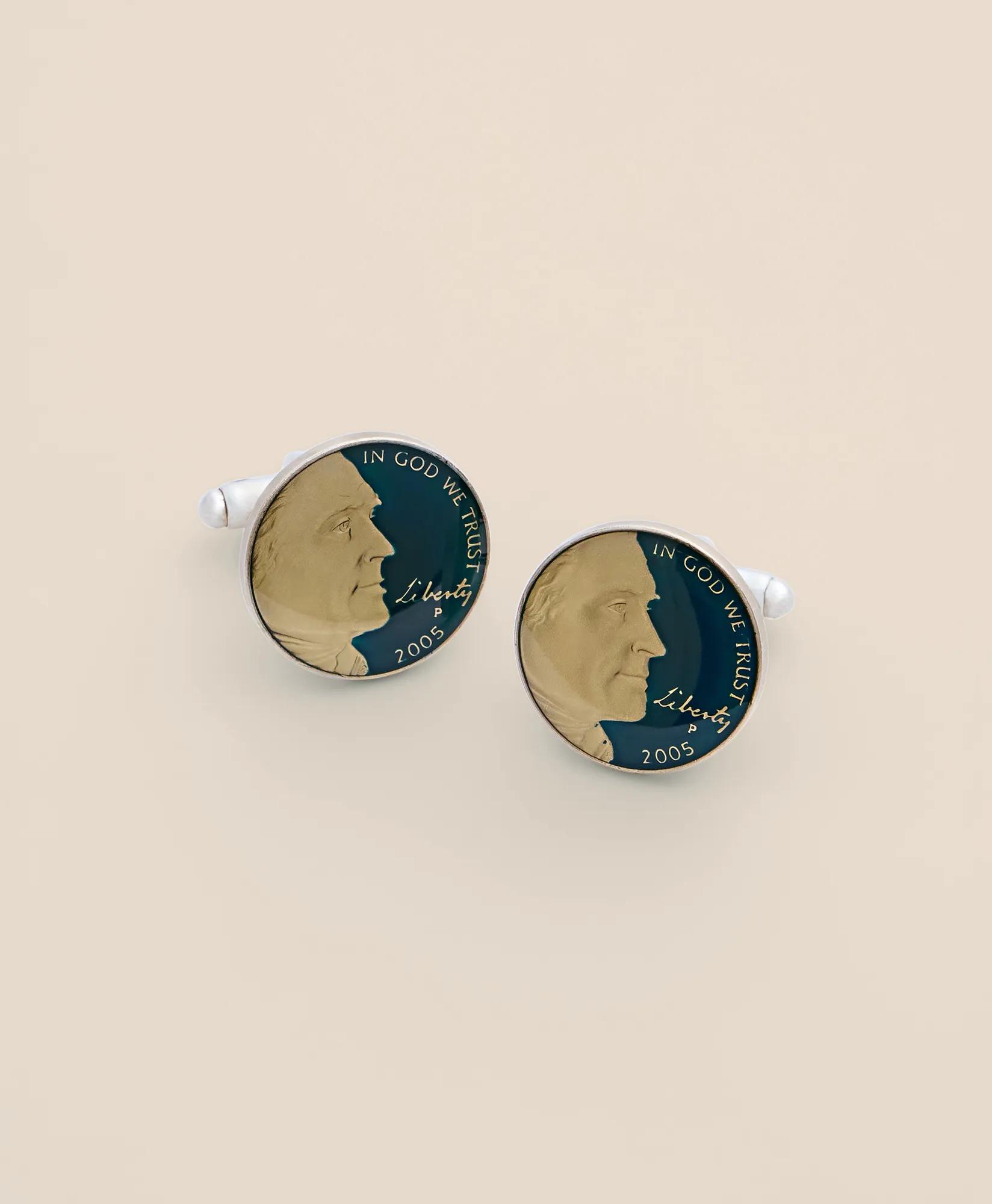 Jefferson Nickel Coin Cufflinks, image 1
