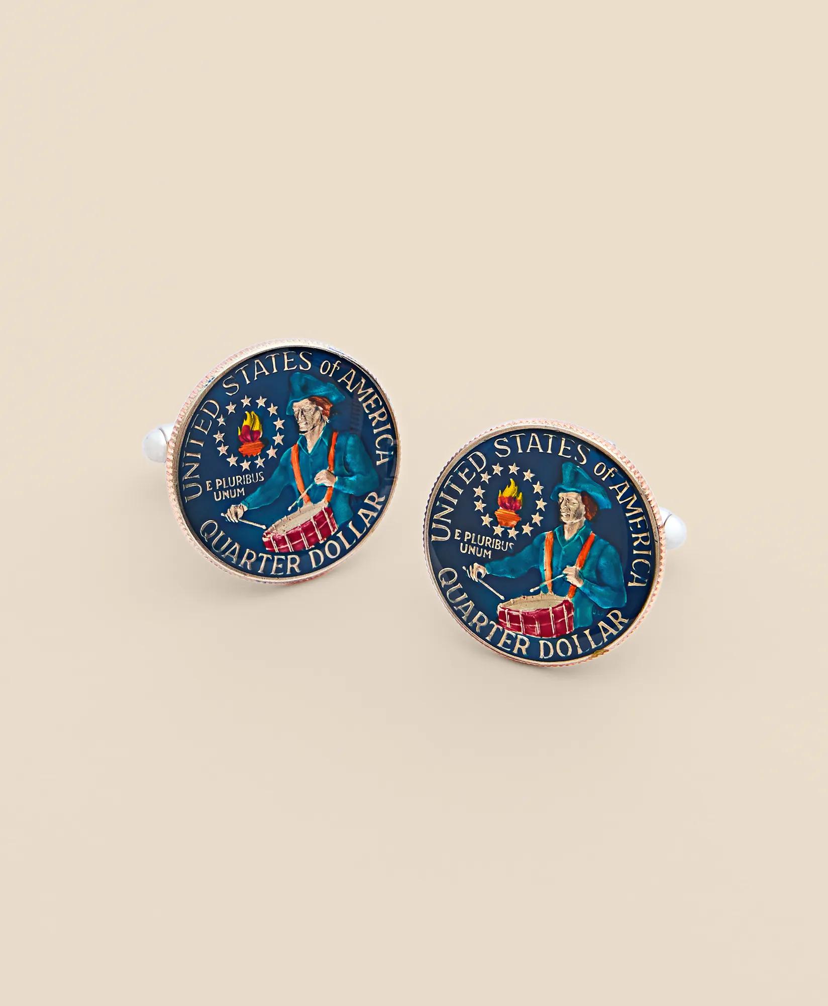 Drummer Quarter Coin Cufflinks, image 1