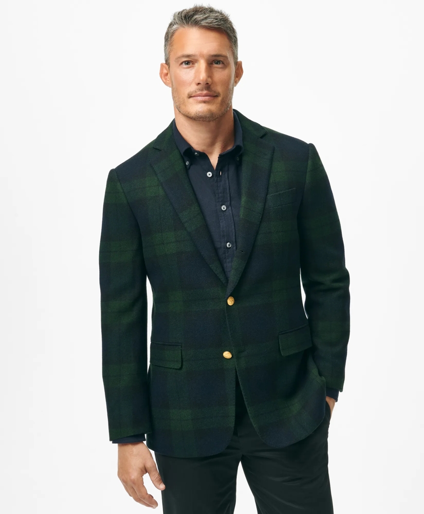 Traditional Fit Blazer in Black Watch Tartan Wool Tweed, image 1