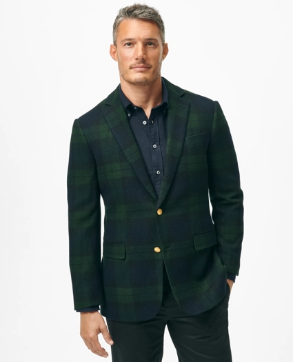 Traditional Fit Blazer in Black Watch Tartan Wool Tweed, image 1