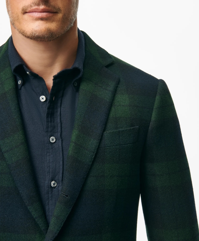 Traditional Fit Blazer in Black Watch Tartan Wool Tweed, image 2