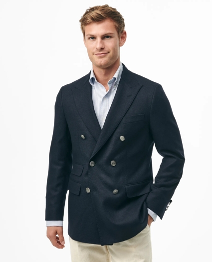 Classic Fit Double-Breasted Blazer in Basketweave Wool-Cashmere, image 1