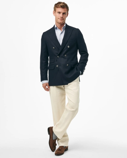 Classic Fit Double-Breasted Blazer in Basketweave Wool-Cashmere, image 2