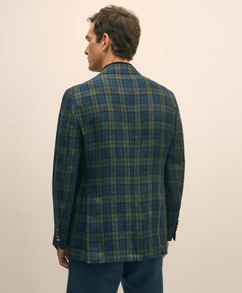 Classic Fit Linen Blazer in Black Watch Tartan, image 4