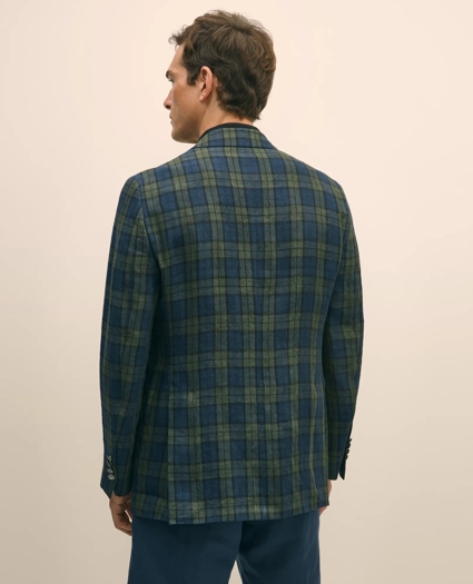 Classic Fit Linen Blazer in Black Watch Tartan, image 4