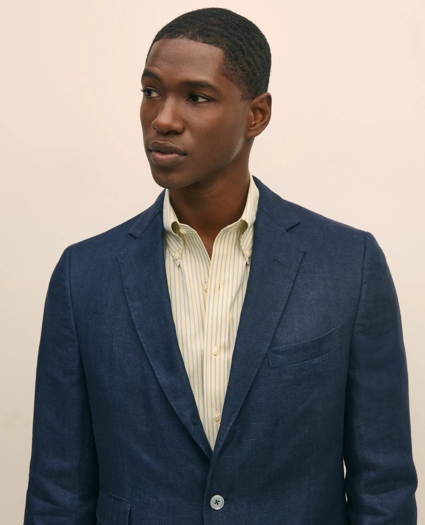 Classic Fit Linen Blazer in Herringbone, image 3