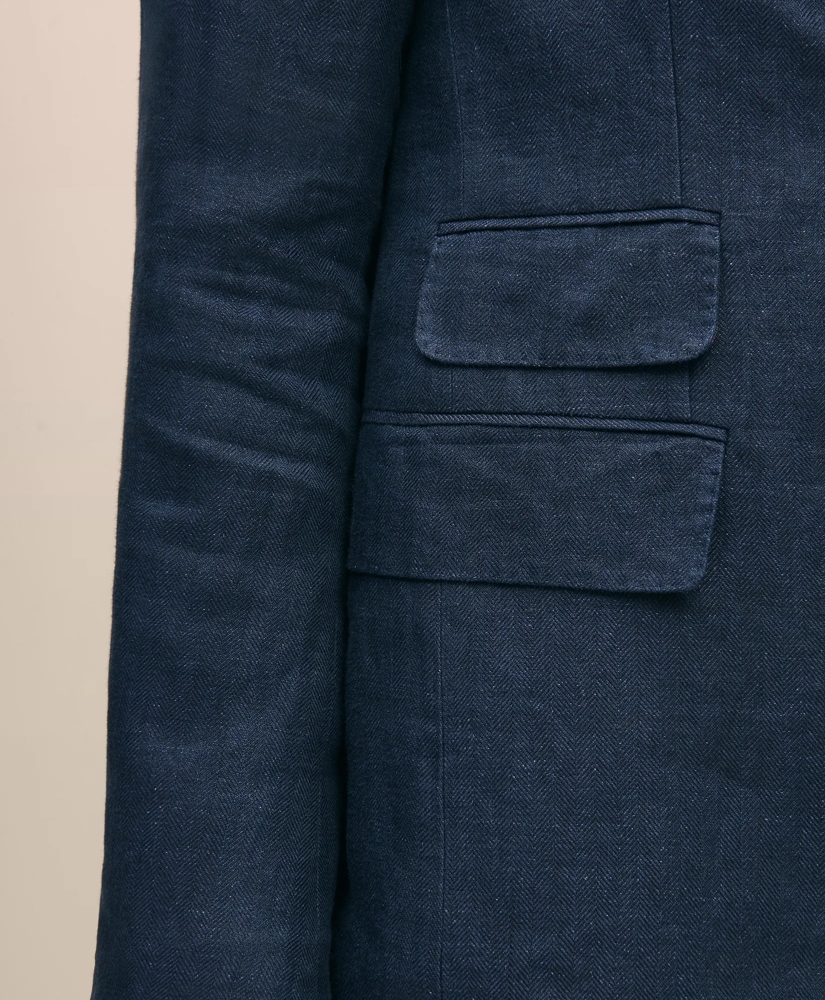 Classic Fit Linen Blazer in Herringbone, image 6