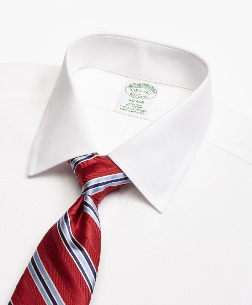 Stretch Milano Slim-Fit Dress Shirt, Non-Iron Spread Collar, image 2
