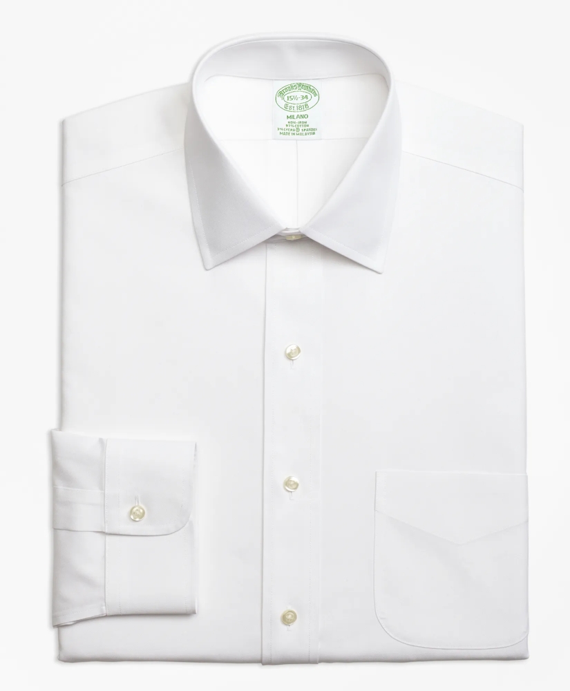 Stretch Milano Slim-Fit Dress Shirt, Non-Iron Spread Collar, image 4