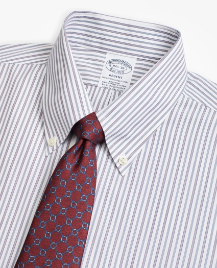 Stretch Regent Regular-Fit Dress Shirt,Non-Iron Alternating Triple Stripe, image 2