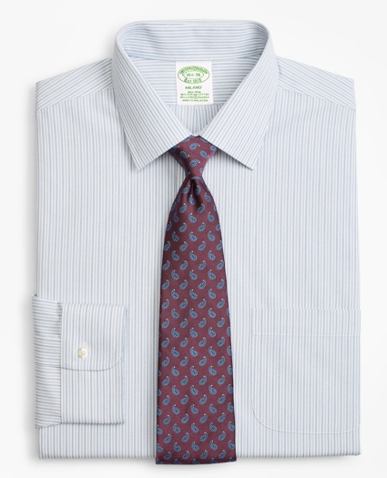 Stretch Milano Slim-Fit Dress Shirt, Non-Iron Alternating Framed Stripe, image 1